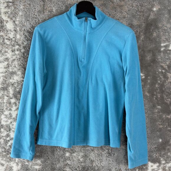 Columbia Womens Size M Fleece Mock Neck 1/4 Zip Sweater Blue Long Sleeve - Picture 1 of 8